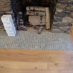 Glass tile hearth