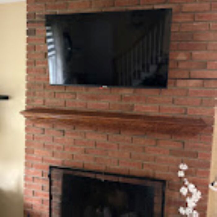 Brick over fireplace