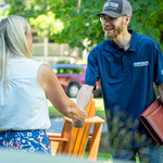 Tech greeting customer