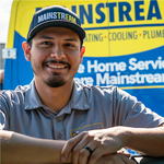 Tech in front of van