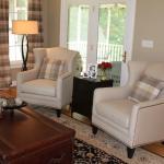 Traditional Living Room - Tan Cozy Light Gray And Tan Plaid Drapes