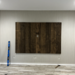 pinstripe slat wall and wood paneling
