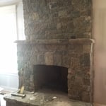 Stone tiled fire place