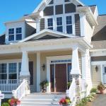 Traditional Home Exterior - Tan Black White Framed Windows And Doors