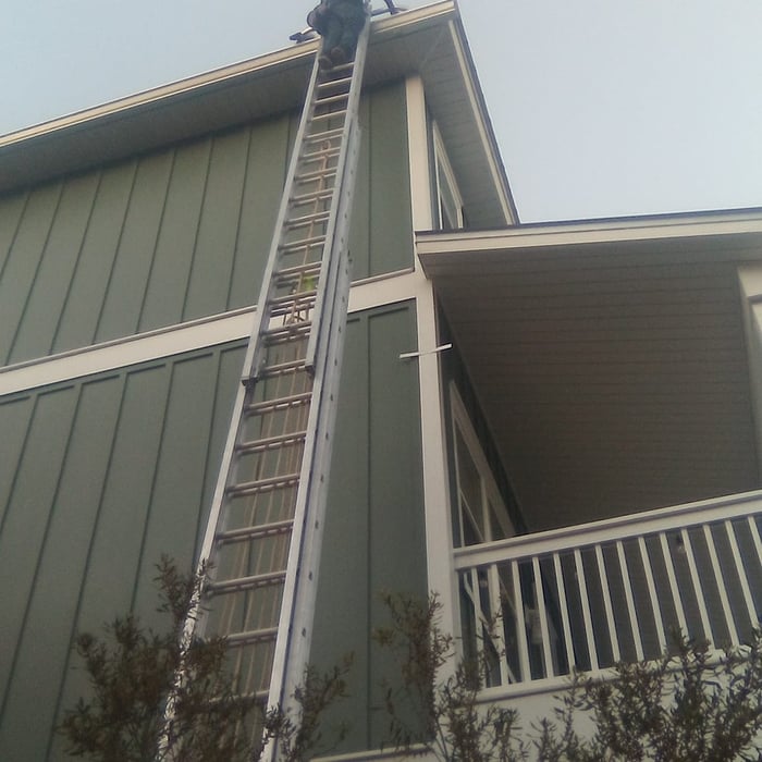 seamless gutter & downspout install/ 2nd story