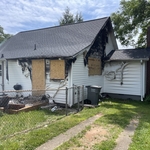 Burned down house