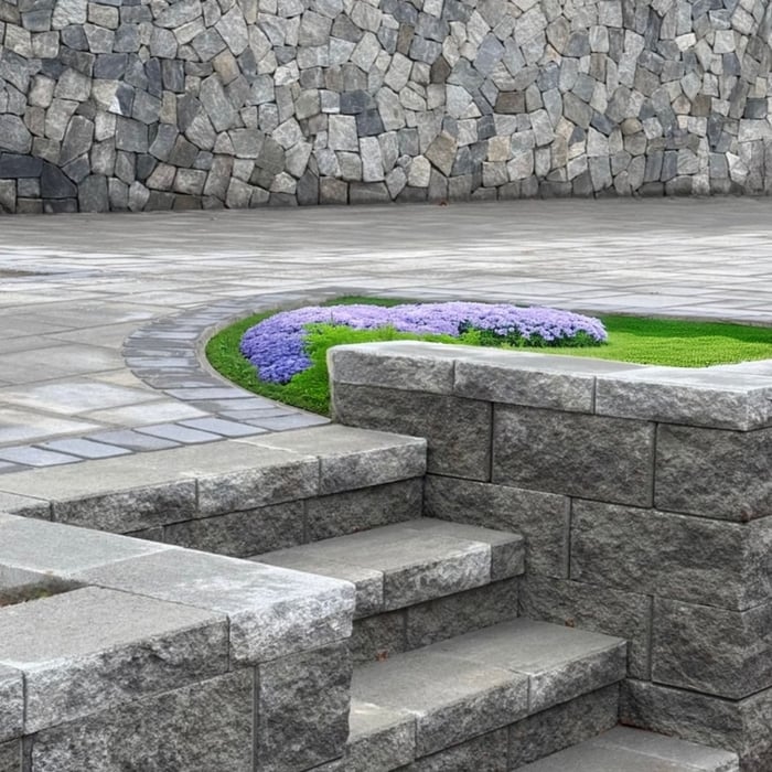 Stone Veneer Retaining Wall, Braintree MA