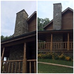 Stone chimney tuck point