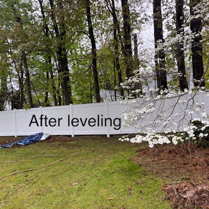 vinyl fence after leveling