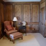 Traditional Library - Red Tan Rustic Wood Crown Moulding