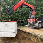 Delivery and setting of the septic tank.