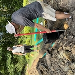 Digging out rock