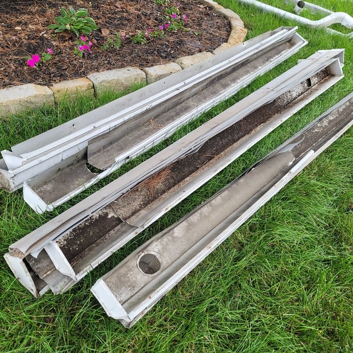 Old, clogged gutters