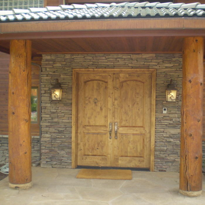 Eclectic Home Exterior - Earthy Rustic Dark Dark Rustic Wood Support Columns