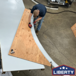Custom Radius Gutters Fabricated in Our Shop