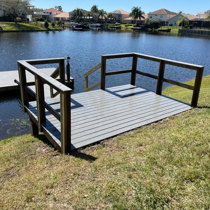 Backyard Deck leading to floating dock