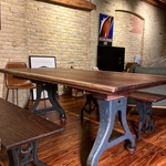 walnut table and bench set