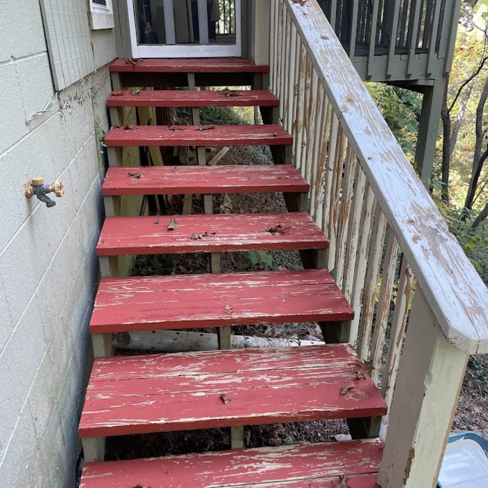 deck rebuild/restain before