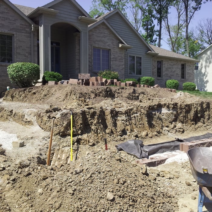 Excavation for a new two tier retaining wall