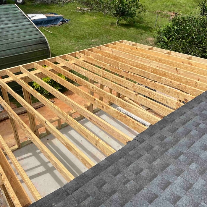 Addition with flat roof