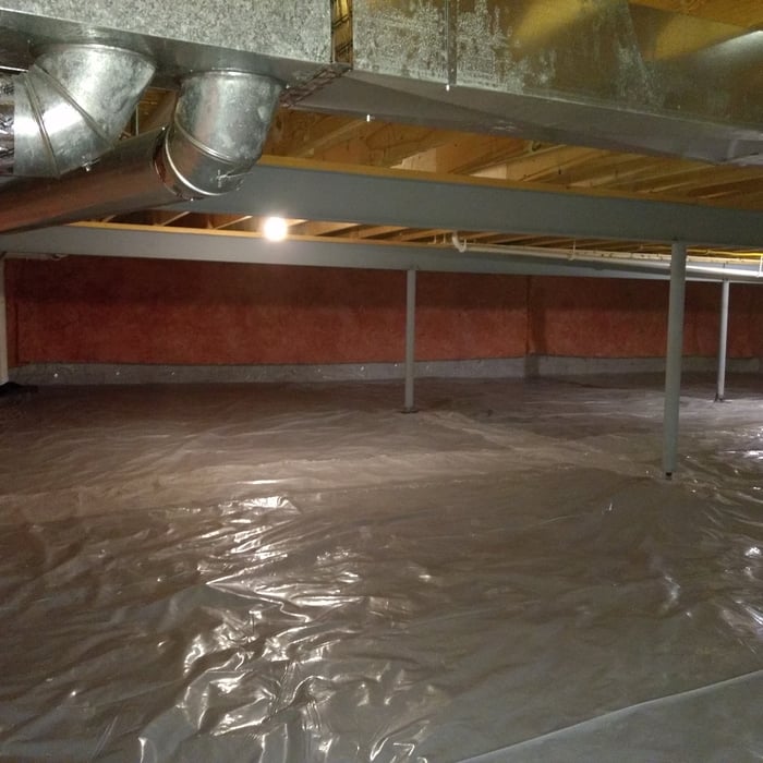 Vapor Barrier Installed In Crawl