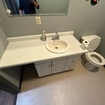Moved faucet plumbing and sink