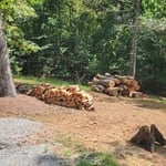 Wood bucking, splitting and stack