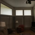 Angled Operable Honeycomb Shade and Standard cord