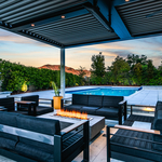 Pool patio at dusk