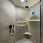 Tile Shower w/ Custom LED Lighting & Rainfall