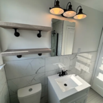 Floating shelves with pipe style brackets
