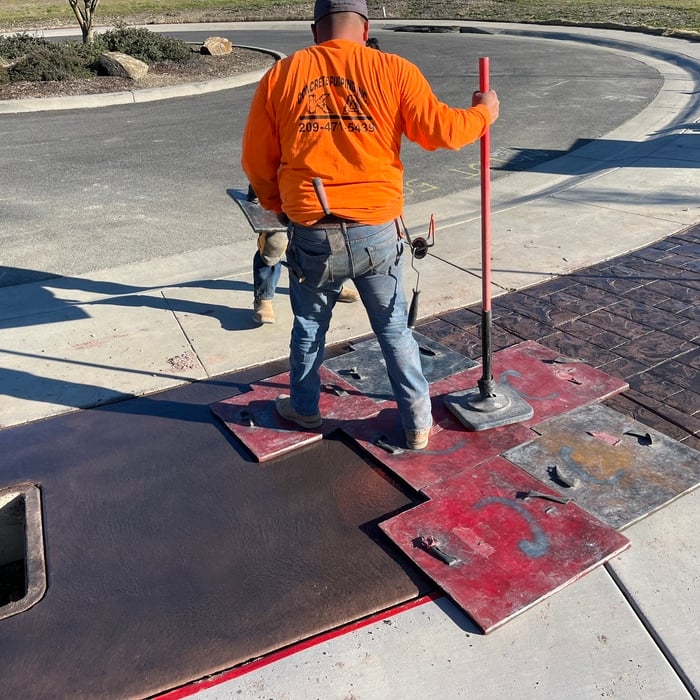 Burgundy stamp concrete