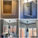 Mount curtains and replace cabinet
