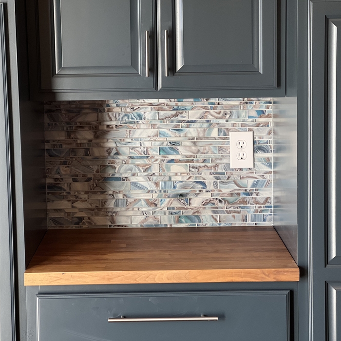 Glass tile backsplash