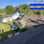 Early phase of old roof tear-off