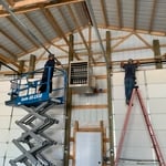 shop heater being installed