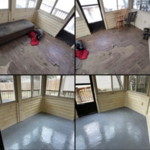 Before and After of Grey Epoxy Concrete Flooring