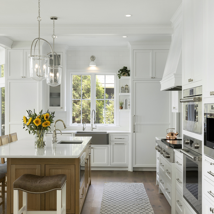 Chantilly Lace Kitchen with White Oak Island