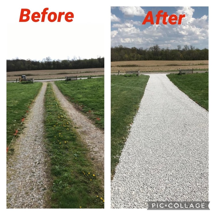 grading/gravel: before and after photo