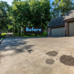 Big oil stain in main driveway before