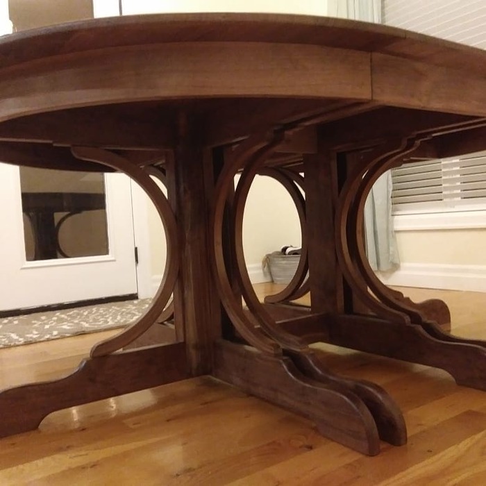 Underside of the walnut table