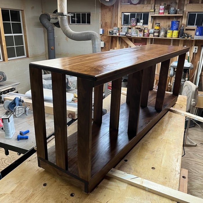 Solid walnut entertainment stand