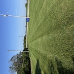 mowed stripes facing the road