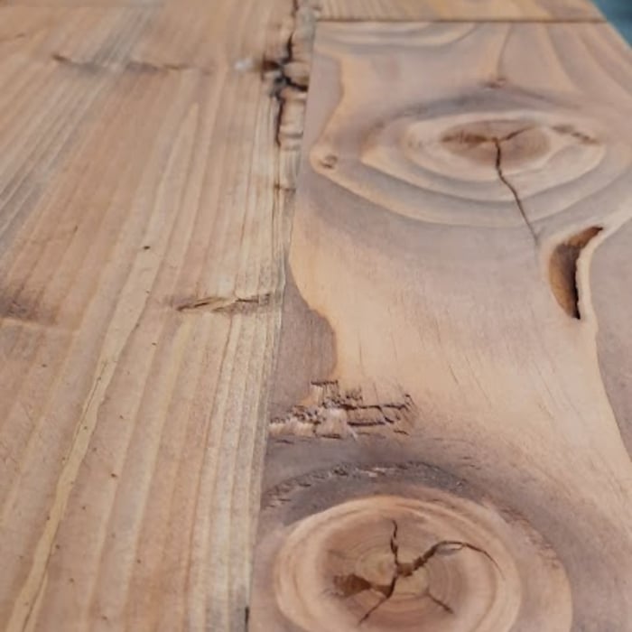 Close-up of the finish, after sanding and staining