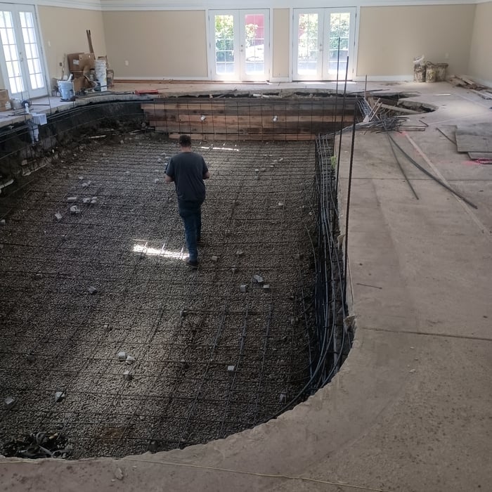 tied rebar for gunite pool