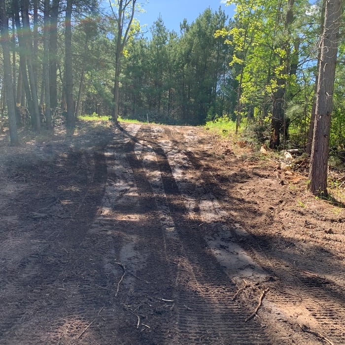 Slope with stumps removed and top soil spread