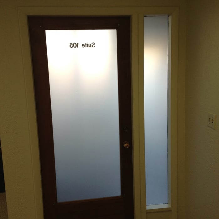 front door and side lite opaque filmed