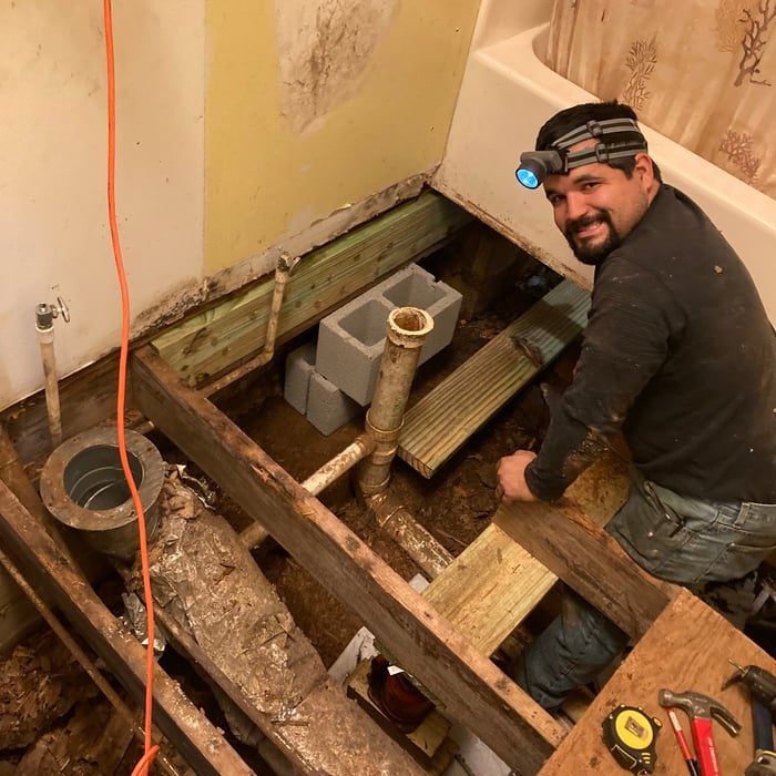 Bathroom replacing floor joist