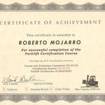 Certificate Forklift