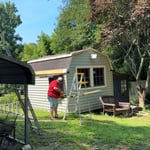 Metal roof on shed
